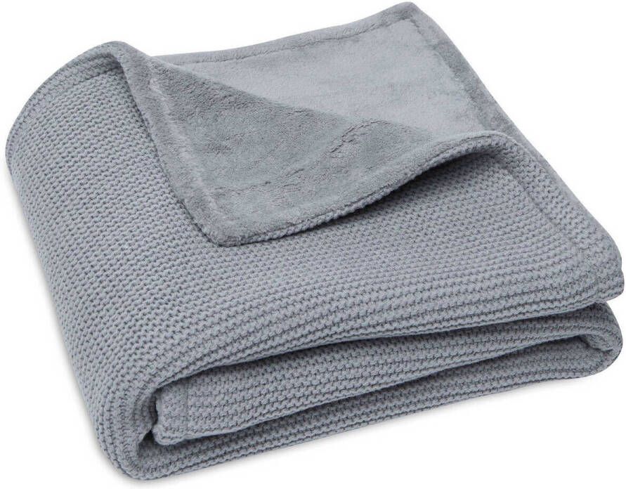 Jollein baby wiegdeken Basic Knit 75x100cm Stone Grey Fleece Babydeken Grijs