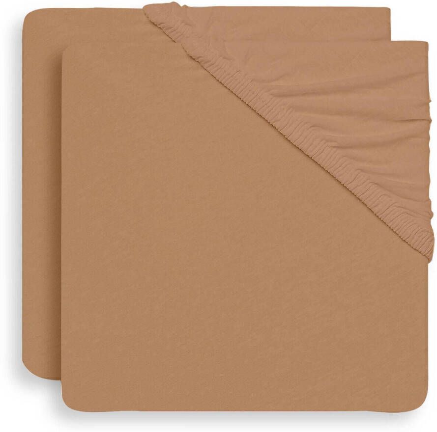 Jollein katoenen jersey wieg hoeslaken 40 50 x 80 90 cm Biscuit set van 2 Bruin