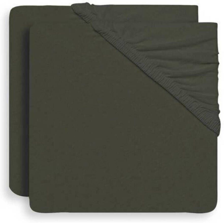 Jollein katoenen jersey wieg hoeslaken 40 50 x 80 90 cm Leaf Green set van 2 Groen