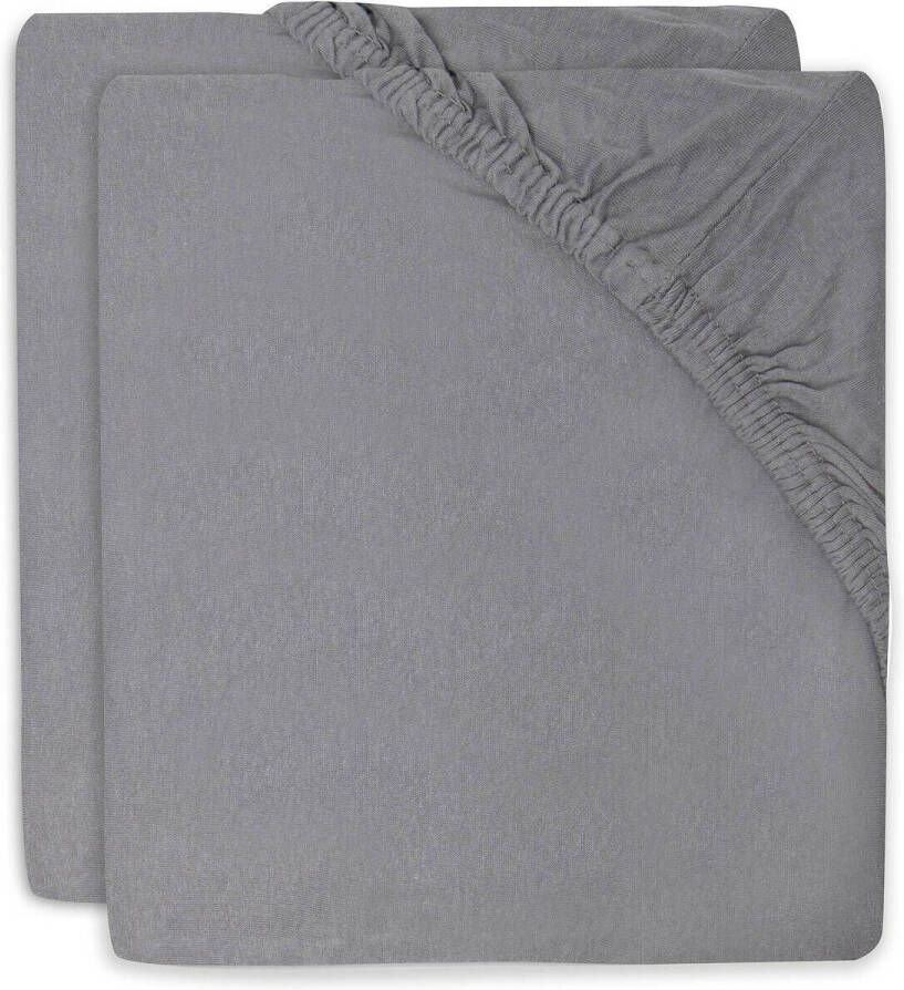 Jollein katoenen jersey wieg hoeslaken 40 50 x 80 90 cm Storm Grey set van 2 Grijs