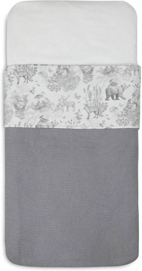 Jollein x Pimpelmees Forest Animals baby wieglaken 75x100cm lichtgrijs Babylaken