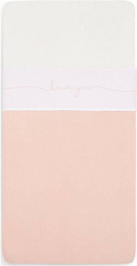 Jollein baby wieglaken 75x100cm Love you pale pink Babylaken Roze Tekst