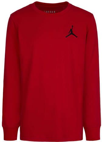 Jordan longsleeve rood T-shirt Katoen Ronde hals Logo maat 128-134