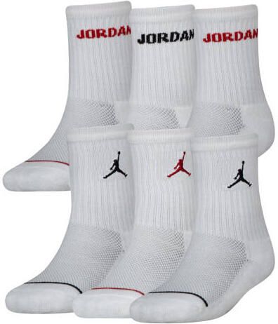 Jordan sokken wit multi (set van 6) Polyester Logo maat 23-27