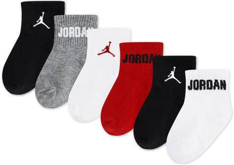 Jordan sokken zwart wit rood grijs (set van 6) Multi Katoen maat 74-80