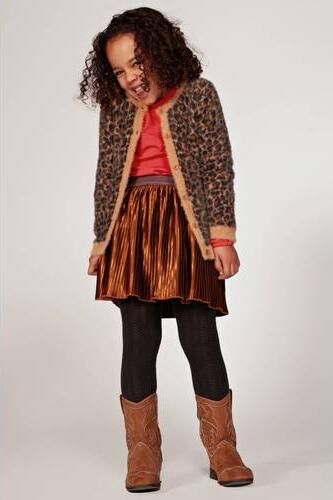Jubel gebreid vest City Chic met panterprint bruin zwart Meisjes Nylon Ronde hals - Foto 3