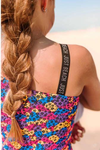 Just Beach badpak paars blauw zwart Meisjes Polyester Bloemen 122 128