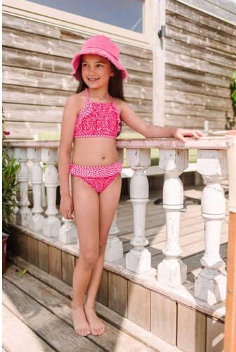 Just Beach crop bikini met ruches roze Meisjes Polyester Zebraprint 122 128 - Foto 2