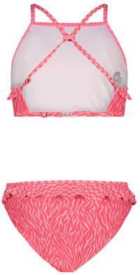 Just Beach crop bikini met ruches roze Meisjes Polyester Zebraprint 122 128 - Foto 3
