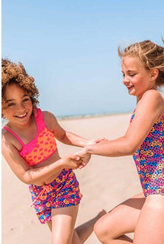 Just Beach strandshort paars blauw zwart Meisjes Polyester Meerkleurig 134 140 - Foto 3