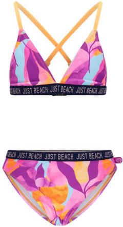 Just Beach triangel bikini Bali roze paars oranje Meisjes Polyester All over print maat 146-152