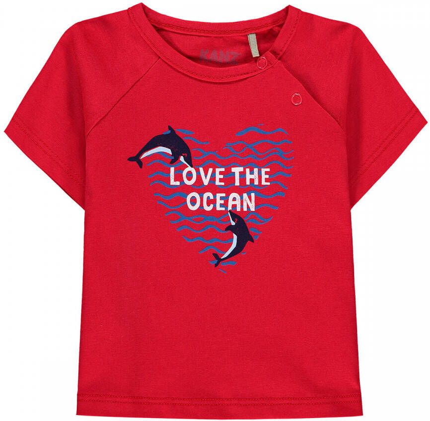 KANZ baby T-shirt met printopdruk rood Meisjes Katoen Ronde hals Printopdruk 68