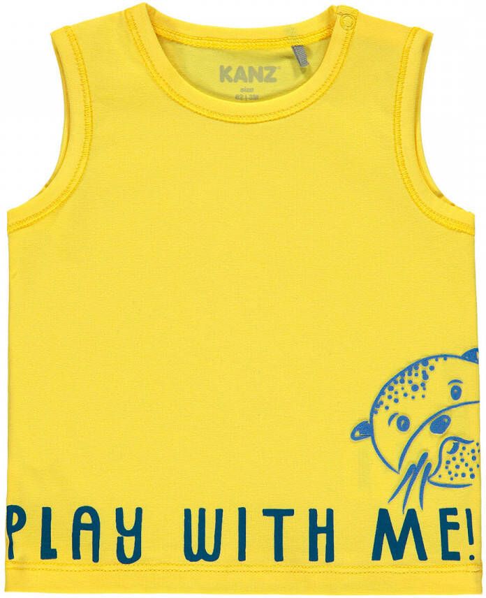 KANZ baby T-shirt met printopdruk geel Jongens Katoen Ronde hals Printopdruk 68