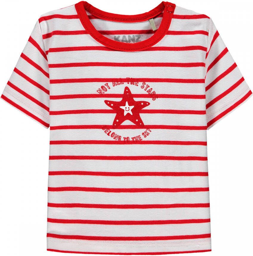 KANZ baby gestreept T-shirt rood Katoen Ronde hals Streep 62