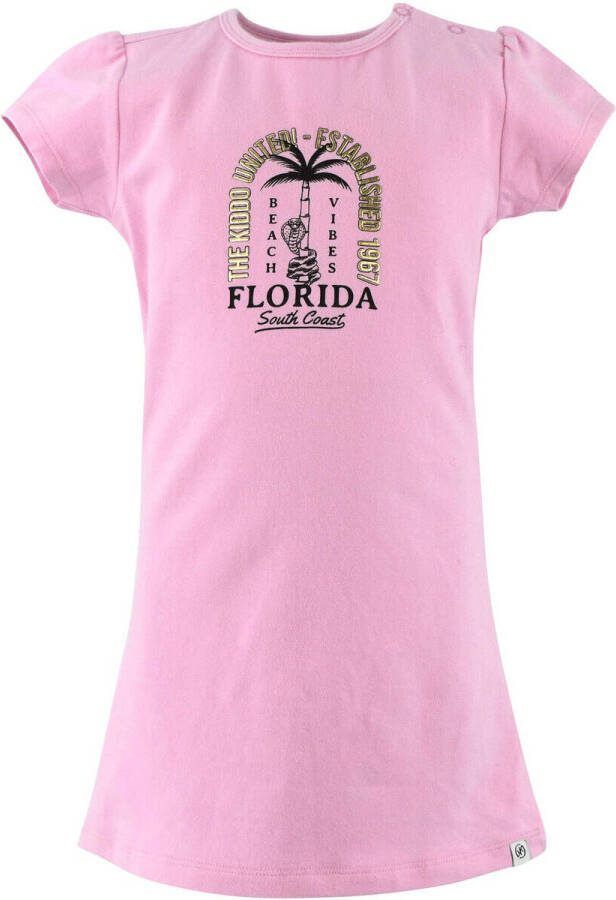 Born by Kiddo United jurk Lissy met printopdruk roze Meisjes Stretchkatoen Ronde hals 68