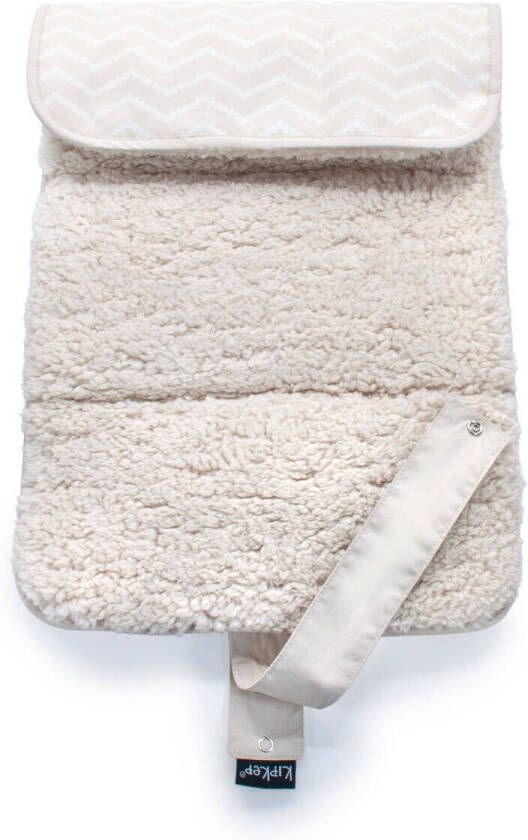 KipKep Napper verschoonmatje met teddy sandy wig Beige All over print