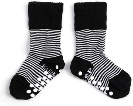 KipKep Blijf-Sokjes met anti-slip nopjes 18-24 mnd Black Stripes Sokken Zwart Katoen - Foto 3