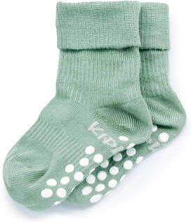 KipKep Blijf-Sokjes met anti-slip nopjes 18-24 mnd Calming Green Sokken Groen Katoen