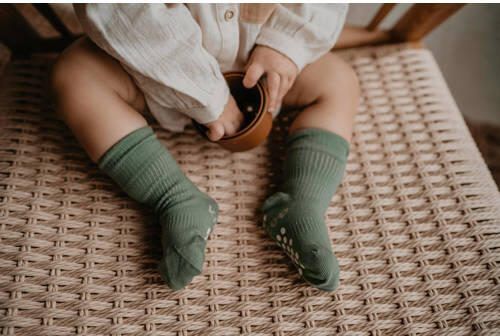 KipKep Blijf-Sokjes met anti-slip nopjes 18-24 mnd Calming Green Sokken Groen Katoen - Foto 3
