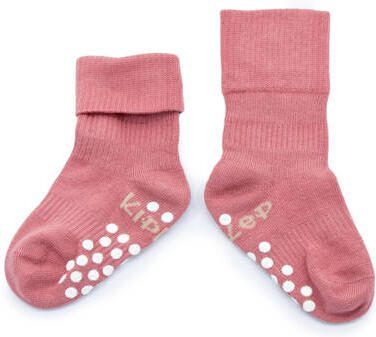 KipKep Blijf-Sokjes met anti-slip nopjes 18-24 mnd Dusty Clay Sokken Roze Katoen - Foto 3