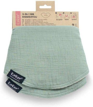 KipKep slab Bib 3-in-1 Pale Green set van 2 Groen Effen - Foto 3
