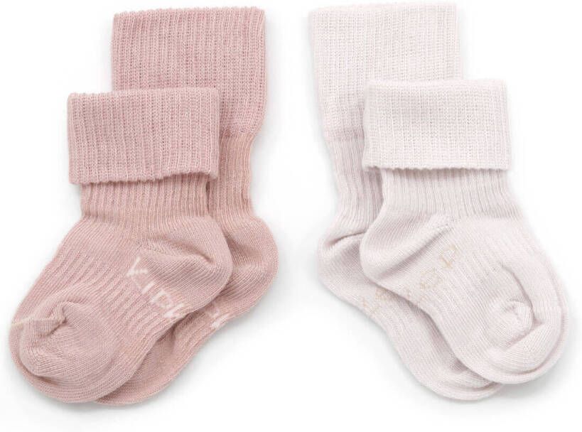 KipKep blijf-sokjes set van 2 mauve wit Sokken Roze Katoen 1