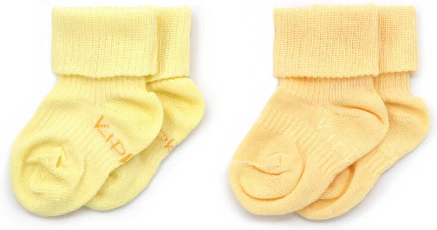 KipKep blijf-sokjes set van 2 geel Sokken Katoen Effen 2