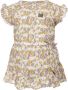 Koko Noko jurk met all over print en ruches ecru lila geel Meisjes Viscose Ronde hals 140 - Thumbnail 2