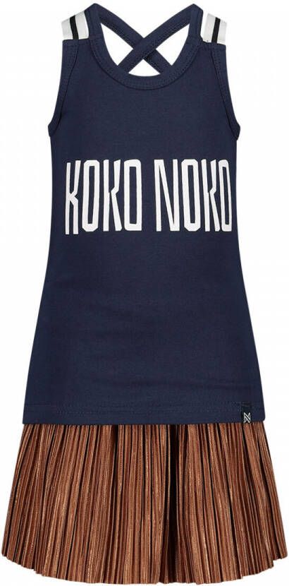 Koko Noko mouwloze top + rok zwart bruin Shirt + rok Blauw Meisjes Katoen Ronde hals 74