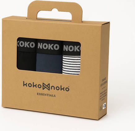 Koko Noko boxershort donkerblauw zwart wit (set van 3) Jongens Katoen - Foto 6