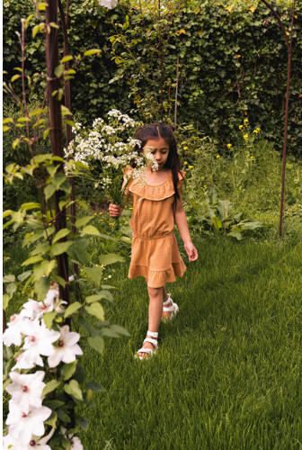 Koko Noko jurk bruin Meisjes Katoen Boothals Effen 110