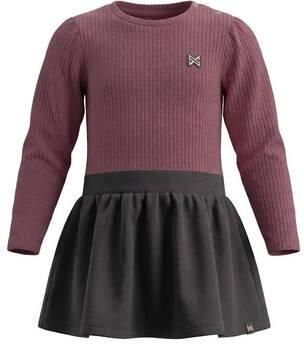 Koko Noko korte jurk paars zwart Meisjes Polyester Ronde hals Meerkleurig