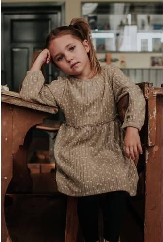 Koko Noko midi A-lijn jurk met ruches en print zand Beige Meisjes Polyester Ronde hals - Foto 5