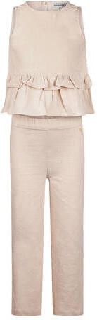 Koko Noko mouwloze top + broek beige Set Meisjes Katoen Ronde hals Effen