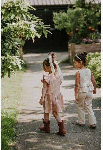 Koko Noko mouwloze top + broek beige Set Meisjes Katoen Ronde hals Effen - Foto 3