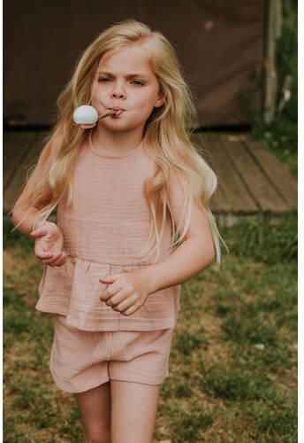 Koko Noko mouwloze top + korte broek roze Set Meisjes Katoen Ronde hals