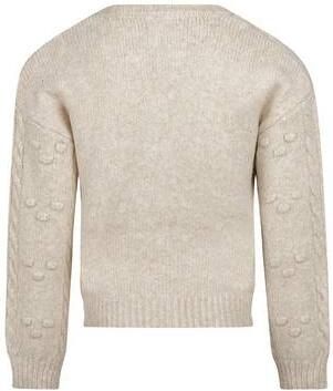 Koko Noko rechtvallend gebreid vest met kabels en wol beige Meisjes Acryl V-hals - Foto 5