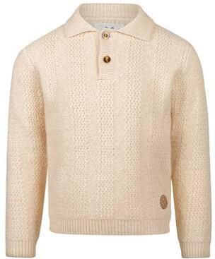 Koko Noko rechtvallende gebreide trui met wol beige Jongens Polyester Polokraag - Foto 3