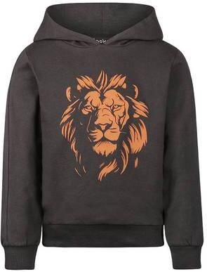 Koko Noko rechtvallende hoodie met print grijs Sweater Jongens Katoen Capuchon