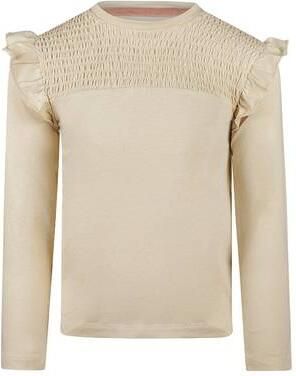 Koko Noko rechtvallende longsleeve met ruches beige Meisjes Stretchkatoen Ronde hals - Foto 4