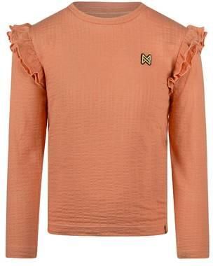 Koko Noko rechtvallende longsleeve met ruches oranje Meisjes Katoen Ronde hals