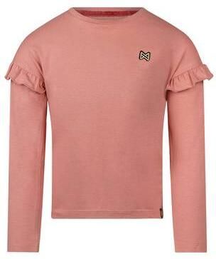 Koko Noko rechtvallende longsleeve met ruches roze Meisjes Stretchkatoen Ronde hals