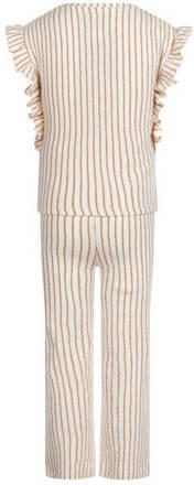 Koko Noko shirt + broek geel wit gestreept Bruin Meisjes Katoen Ronde hals 104 - Foto 3