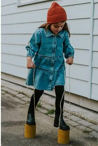 Koko Noko spijkerjurk lichtblauw Meisjes Denim Klassieke kraag Effen - Foto 4