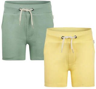 Koko Noko sweatshort groen geel (set van 2) Korte broek Multi Jongens Stretchkatoen