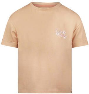 Koko Noko T-shirt beige Meisjes Stretchkatoen Ronde hals Logo