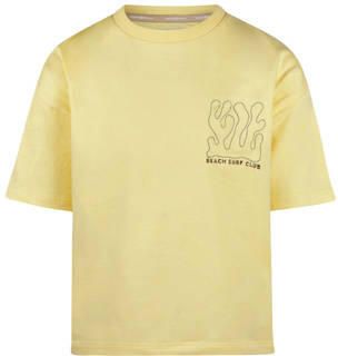 Koko Noko T-shirt geel Jongens Stretchkatoen Ronde hals Printopdruk