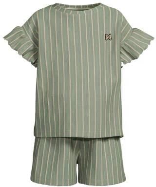 Koko Noko T-shirt + korte broek met streepdessin groen Set Meisjes Katoen Ronde hals