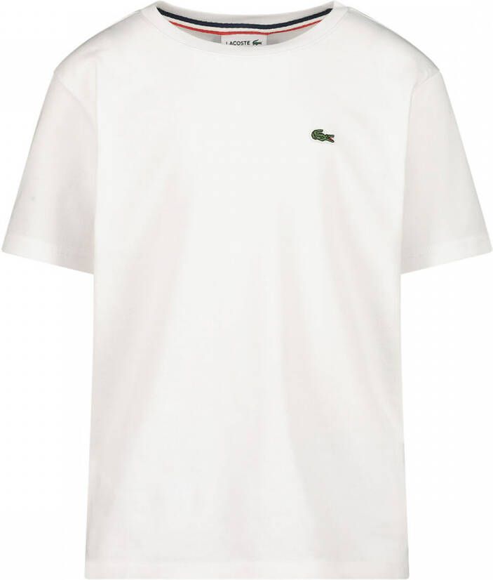 Lacoste T-shirt met logo 001 white Wit Jongens Katoen Ronde hals Logo 164