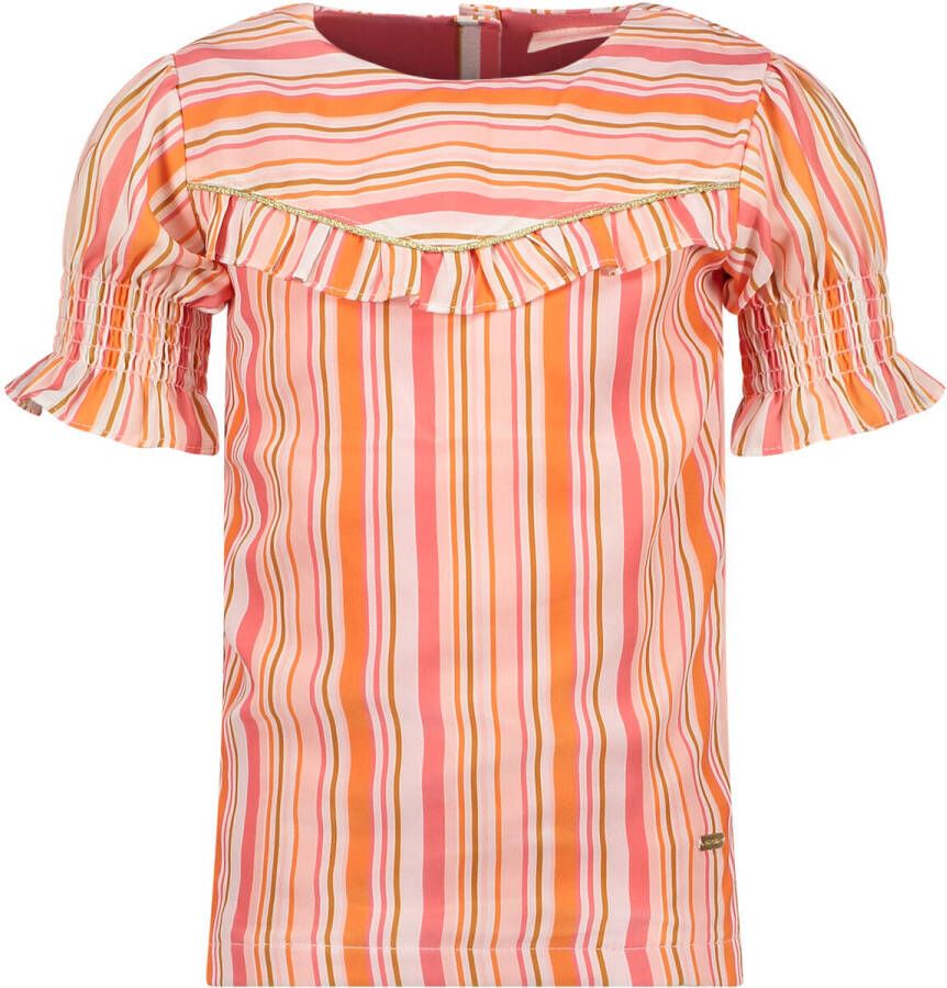 Le Chic gestreepte blouse roze Meisjes Polyester Off shoulder Streep 110
